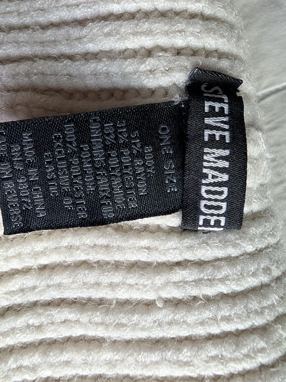 Steve Madden Cream Knit Pom Beanie with Tan Pom